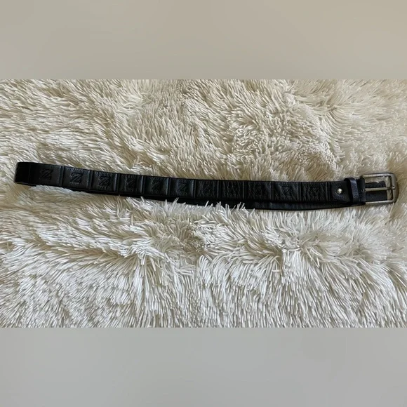 Vintage Ermenegildo Zegna men’s leather belt logo printed